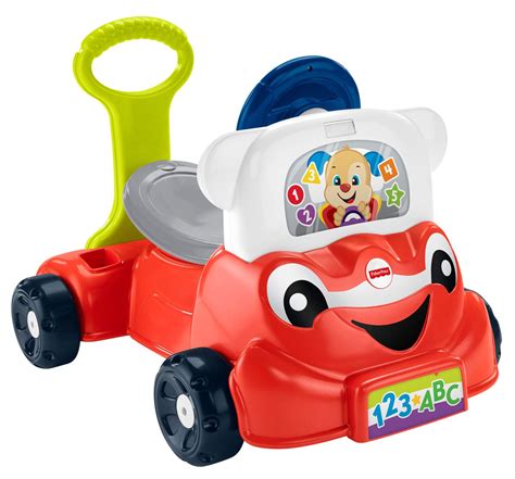 Fisher-price laugh learn smart stages crawl around car puts baby in the driver's seat of a stationary car that comes "fully loaded" with grow-with-me features for learning and play over 75 sung songs, tunes and phrases help fuel interactive learning fun and imaginative adventures. Product dimension - 29.75" L x 9" W x 16" H; Product weight - 9. ...
